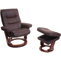 [NON UTILIZZATO] MCA poltrona relax HHG-128 poggiapiedi contenitore scamosciato, marrone scuro