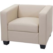 HHG - non utilizzato] Poltrona sofa lounge moderno elegante serie Lille M65 75x86x70cm ecopelle avorio