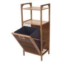 HHG - non utilizzato] Scaffale con portabiancheria 562 legno bambu a listelle 95x40x30cm