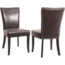 HHG - non utilizzato] Set 2x sedie retrò eleganti Chesterfield ecopelle sala pranzo 62x50x93cm marrone piedi scuri