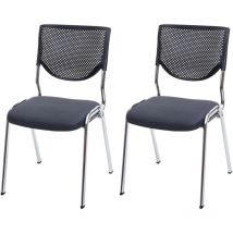 HHG - non utilizzato] Set 2x sedie ufficio conferenza impilabili T401 tessuto struttura cromo colore grigio scuro - grey