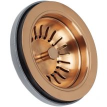 Scarico per lavello salvaspazio in bronzo satinato con troppopieno, diametro 90 mm