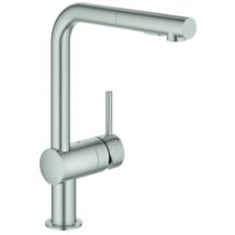 Grohe - Minta Miscelatore per lavello monocomando con doccia estraibile, Supersteel (30274DC0)