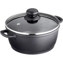 Karl Kruger Leipzig Aluguss-pentola Con Coperchio In Vetro E Termopresine, 2,1 L, Metallo, Nero, 30 X 20 X 30 Cm