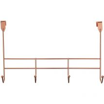 Premier Housewares - Premier 4 Ganci sopra Il Gancio della Porta, Filo di Ferro, Oro Rosa, 10 x 40 x 25 cm