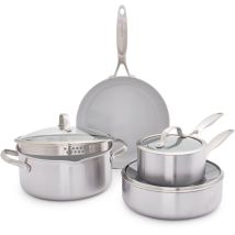 Greenpan Venice Pro Tri-ply Set Di Pentole E Padelle In Ceramica Antiaderente A Tre Strati In Acciaio Inox, Senza Pfas, Multiaderenti, A Induzione, 