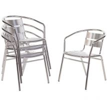 Poltrona in alluminio argento, 530mm x 580mm x 735mm, confezione da 4 - Bolero