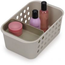 Joseph Joseph EasyStore - Cestino organizzatore portaoggetti per accessori bagno, con vassoio mobile- Piccolo, Beige
