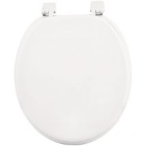 Bricoline - Douceur d'Intérieur Sedile per Toilette mdf Coloris Unito, Cromato, Bianco, 47 x 37.7 x 7 cm