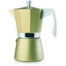 Ibili - Moka express Evva Golden, 6 tazze, 300 ml, alluminio fuso, adatta per l'induzione