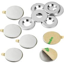 Vasalat - Magneti a disco autoadesivi con dischi metallici con foro svasato, magnete, ø 15 mm, neodimio, 12 pezzi