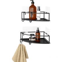 Cubiko Mensola angolare per Doccia Senza Fori con Ganci, Metallo, Nero, Set of Two - Umbra