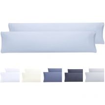 Set di 2 federe per cuscini, in microfibra extra morbida, ipoallergenica. Set di 2-135x40 cm azzurro - Todocama