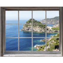 800400 Adesivo per pareti - Stickers Trompe L'Oeil Finestra, Mare, 60 x 75 cm - Plage