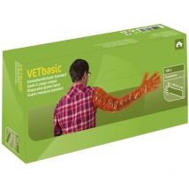 15364 - Guanti monouso Vetbasic, lunghezza 90 cm, 100 pezzi, arancione - Kerbl