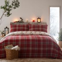 Dreams&drapes - Lodge Derwent Check - Set copripiumino in 100% cotone spazzolato - Letto king size in naturale