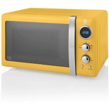 Retro SM22030YELNEU Microonde Digitale 20L, 5 Livelli di Potenza, Funzione di Scongelamento, Timer 60 Minuti, Piatto Girevole 27 cm, Giallo - Swan