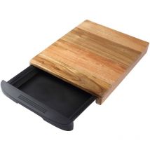 Natural Tagliere da Cucina Fabbricato in Legno d'Acacia Con Cassetti Estraibili Raccoglibriciole Aiuto Pratico per Cucinare Pulizia e Conservazione