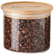 Barattolo di stoccaggio - Collegato Stor'Eat - Vetro borosilicato resistente - Protegge dall'umidità - Coperchio ermetico - Colore bambù - Senza bpa