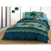 Set copripiumino in cotone, blu, verde, zafferano, parasio, 3 pezzi, 220 x 240 cm - Le Linge De Jules