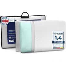 Cuscino Memory Foam Ortopedico, 60 x 40 x 13 cm, 2 pacchi, Ergonomico, Antibatterico con Fodera in Fibra di bambù - Ideale per Dolori Cervicali