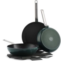 Greenpan Evolution Set Di Padelle, Padelle E Wok In Ceramica Non Antiaderente Anodizzata Dura, 3 Pezzi, Senza Pfas, Induzione, Lavabile In 