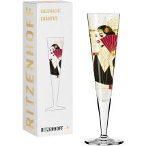 Ritzenhoff 1071028 - Bicchiere Da Champagne 200 Ml, Serie Goldnacht N. 28, Elegante Pezzo Di Design Con Vero Oro, Made In Germany