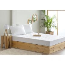 Coprimaterasso imbottito antiacaro con membrana traspirante e impermeabile e trattamento sanitario. (Letto 160 x 190/200 cm) Bianco - Todocama