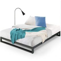 Trisha Letto 120x190 cm - Struttura letto 18cm di altezza - Struttura letto a piattaforma in metallo con supporto a doghe in legno - Nero - Zinus
