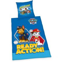 Herding Set di Biancheria da Letto, Paw Patrol, Federa 80 x 80 cm con Bottoni e Motivo Reversibile, Copripiumino 135 x 200 cm con Chiusura a Bottoni,
