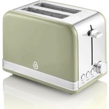 Retro ST19010GNEU Tostapane a Fessura Larga 2 Fette, Design Vintage, 3 Funzioni: Scongelamento, Riscaldamento, Annullamento, 6 Regolatore del livello