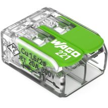 Wago - Green Range 221-422 - Morsetto A 2 Conduttori, Fino A 4 Mm², Morsetti Di Collegamento A 2 Poli Con Leva, Per Tutti I Tipi Di Conduttori, 16 