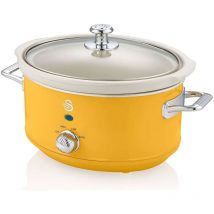 Retro SF17021YELNEU Slow Cooker 3,5L Contenitore di Cottura Rimovibile, Ceramic Non-Stick pfoa & ptfe Free, 3 Livelli di Temperatura, Coperchio di