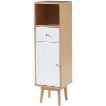 Bata - baïta suni Mezza Colonna da Bagno, ingegnerizzato, Bianco e Legno, L30 x P29,5 x H105cm
