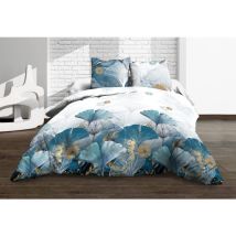 Le Linge De Jules - Copripiumino 220 X 240 + 2 Federe In Puro Cotone A 57 Fili, Colore: Blu