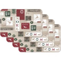 Jingle Bells, set di tovagliette per sala da pranzo, sottobicchieri, Natale, decorazione da tavolo, lavabile, per alimenti, 45 x 30 cm, 4 pezzi,