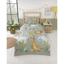 Rumble In The Jungle - Set copripiumino per bambini, per letto singolo, colore: Verde - Rapport Home
