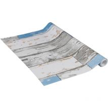 Venilia - Pellicola Adesiva Perfect Fix, Effetto Legno Blu Shabby, 67,5cm x 2m, Spessore 150μ, Pellicola autoadesiva per mobili o cucina, carta da