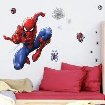 Roommates - room mates Adesivi giganti da parete, motivo: Spider-Man 27.36 inches x 33.61 inches Blu, Rosso, Nero