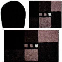 Linea Due Tappetino da Bagno 3D, Ultra Morbido e Assorbente, Antiscivolo, 5 Anni di Garanzia, MERKUR, Set da 3 Pezzi Coperchio del WC, 40x50+50x80