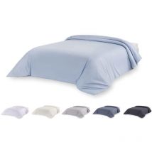 Set copripiumino in microfibra extra morbido al tatto. (Azzurro - Letto 135/140/150-220x220 cm). - Todocama