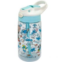 Nerthus fih 919 Bottiglia per bambini riutilizzabile senza bpa Puffi, ergonomica, robusta, durevole, leggera, con boccaglio pieghevole