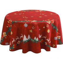 Tovaglia, Poliestere, Rosso, Rotonda 160 cm - Le Linge De Jules
