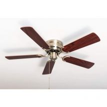 Pepeo - ventilatore da soffitto Kisa Deluxe in ottone anticato senza luce - palissandro/noce scuro incluso interruttore a tirare