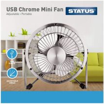 Status - Ventilatore da tavolo usb Mini ventilatore portatile da 4 pollici Ventilatore piccolo a velocità singola Cromato SUSBCRMFAN1PKB4