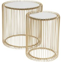 Kare - Design tavolino d'appoggio Wire Brass, oro, vetro, set da 2 pz, dimensioni tavolino grande Ø39x45x44cm tavolino piccolo Ø27x42x33cm,