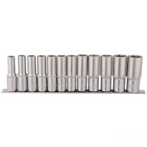 16403 1/2-inch Square Drive Metric Deep socket set di 12 su asta in metallo - Draper