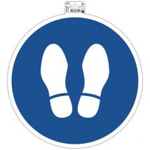 Ref. 67024E - 1 pannello autoadesivo di obbligo di stop - In pvc antiscivolo e resistente ai raggi uv - Diametro pannello : 35 cm - Colore blu