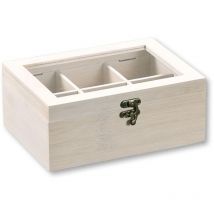 Kesper - Contenitore da tè, materiale: bambù certificato fsc , dimensioni: 21,5 x 16 x 9 cm, colore: bianco crema 57902