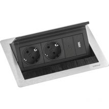 Evoline - Flip Top Push s 2 x Schuko + usb a - Caricatore usb-c in acciaio inox